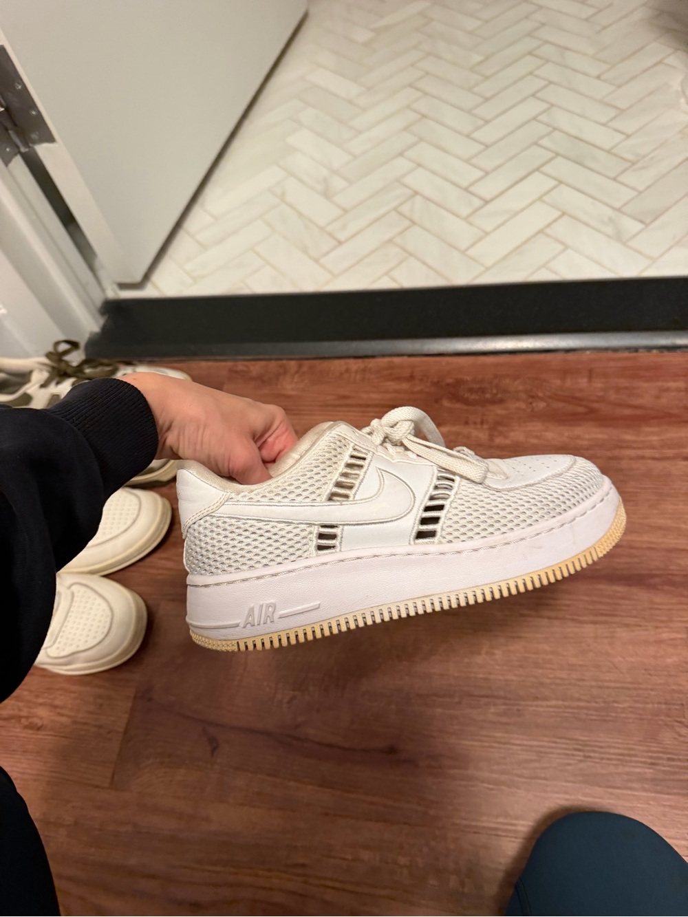 Nike Women's Off-White Mesh Air Force 1 with Gum Outsole